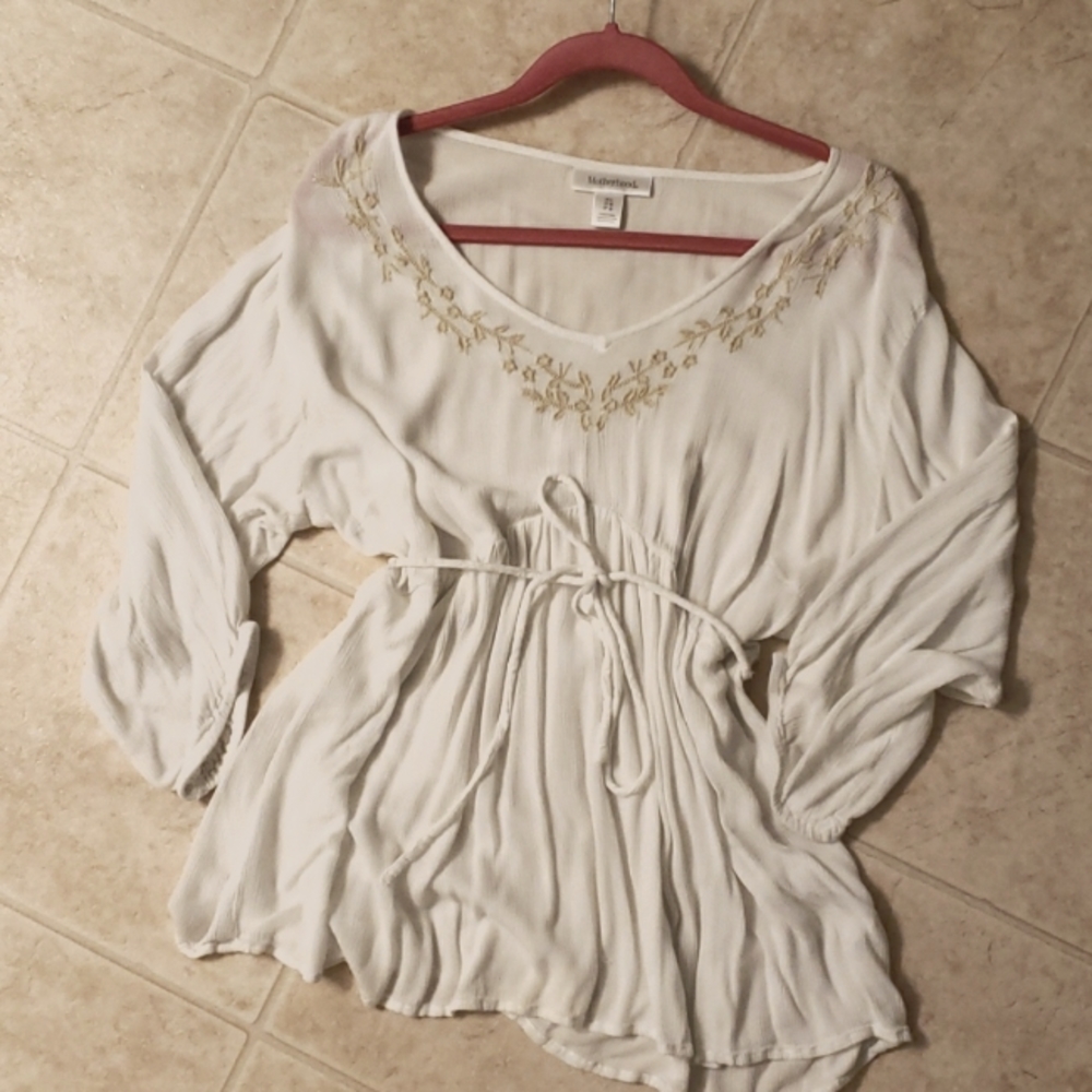 Motherhood Maternity White Boho Top